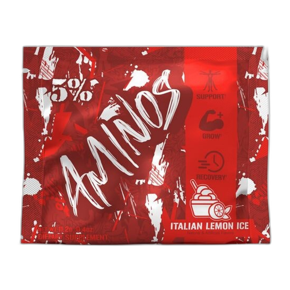 5% Nutrition Aminos - Code Red, Italian Lemon Ice - 11.2g (1 serving)