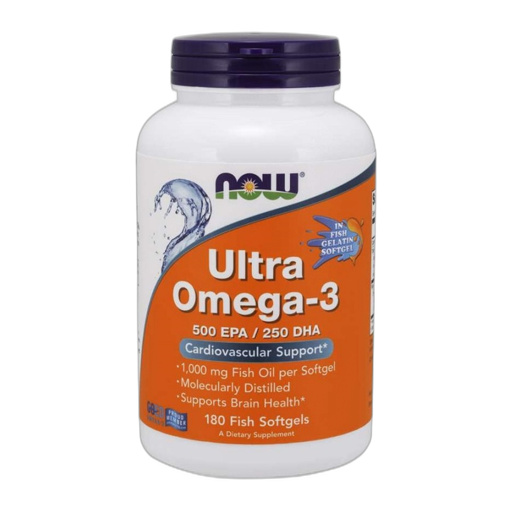 NOW Foods Ultra Omega-3 (In Fish Gelatin Softgels) - 180 fish softgels