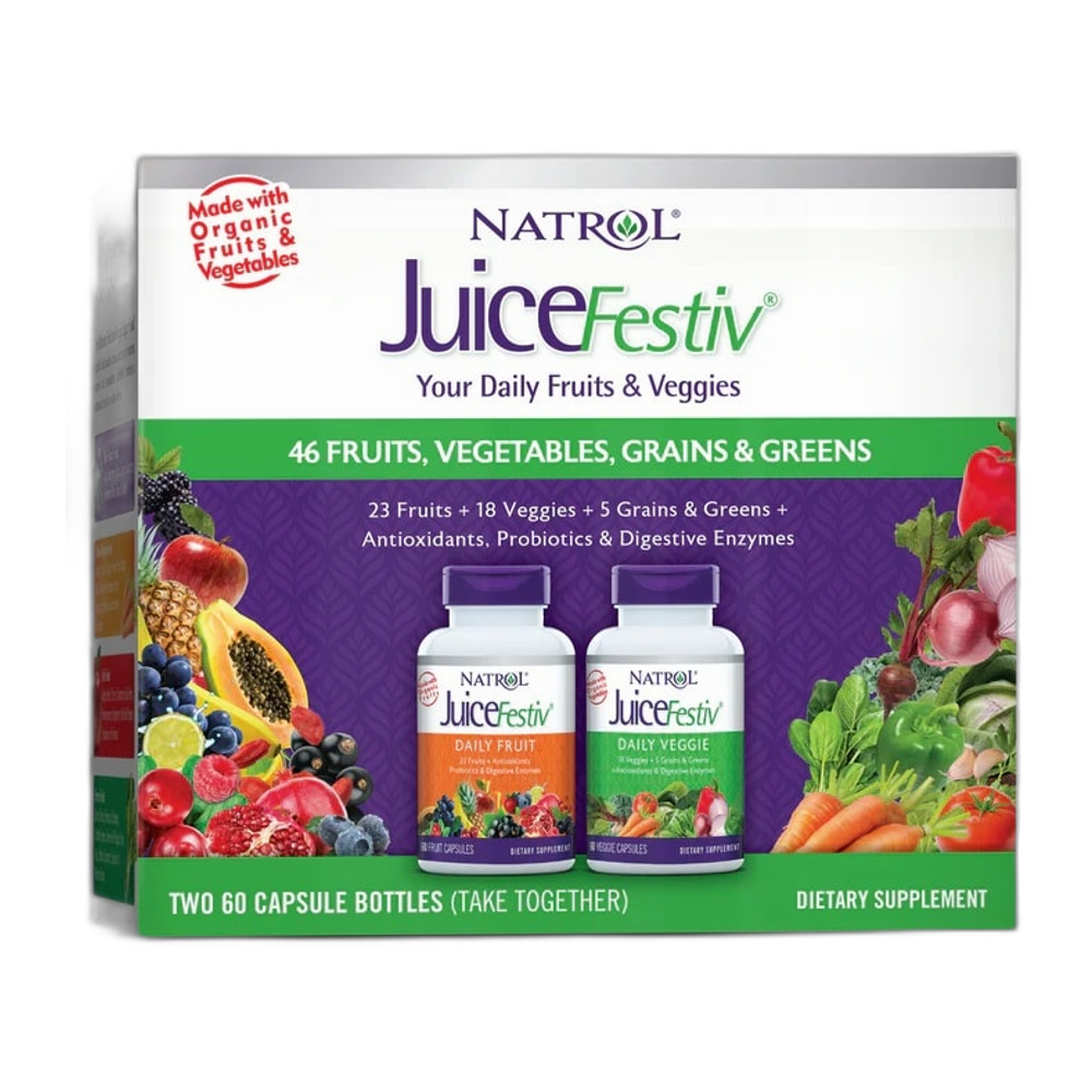 Natrol JuiceFestiv, Daily Fruits & Veggies - 60 + 60 caps