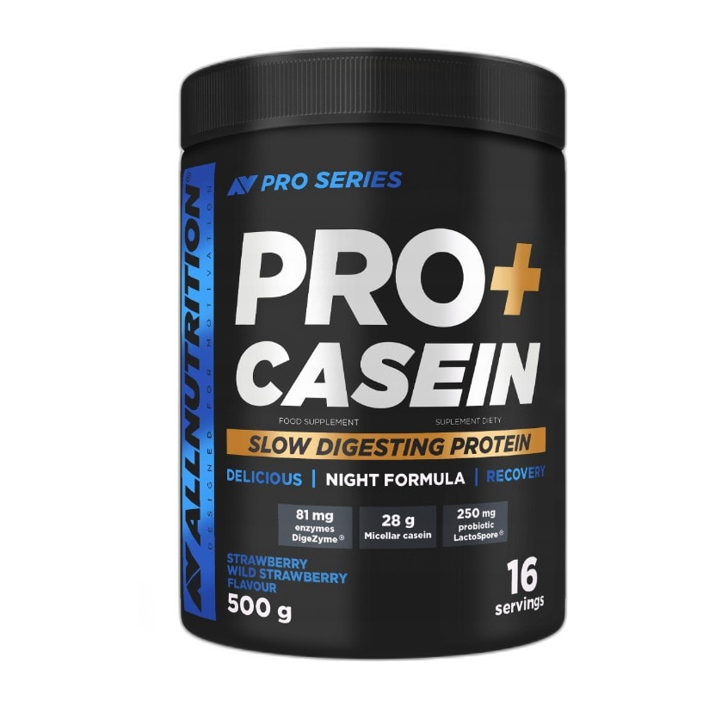 Allnutrition Pro+ Casein, Strawberry-Wild Strawberry - 500g