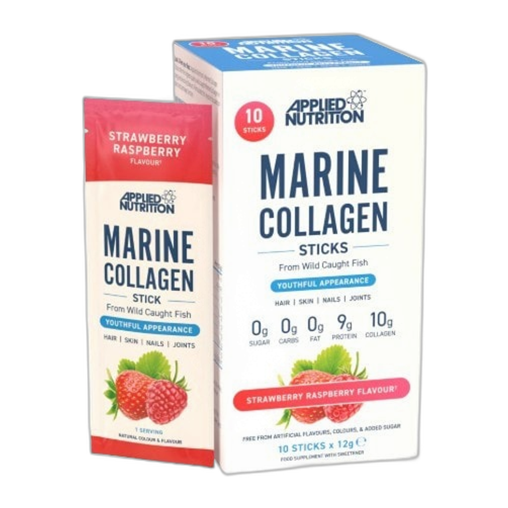 Applied Nutrition Marine Collagen Sticks, Strawberry Raspberry - 10 x 12g