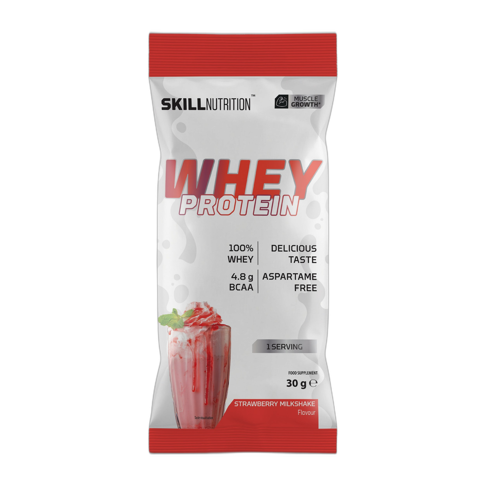 Skill Nutrition Whey Protein Powder, Strawberry Milkshake - 30g (1 serving)