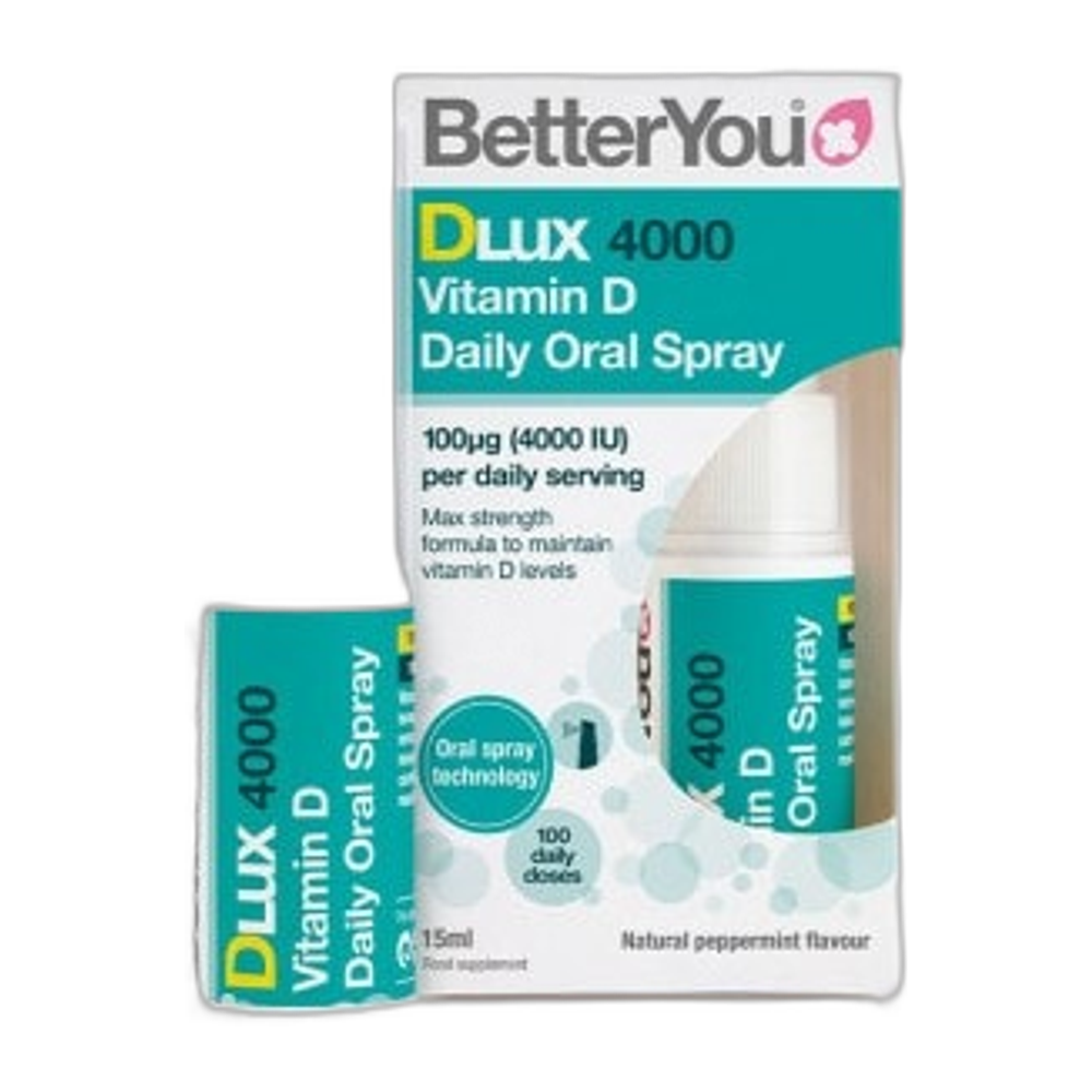 BetterYou DLux 4000 Daily Vitamin D Oral Spray, Natural Peppermint - 15 ml.