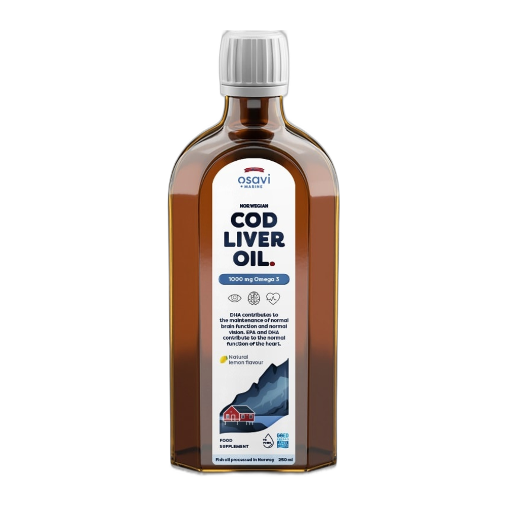 Osavi Norwegian Cod Liver Oil, 1000mg Omega 3 (Lemon) - 250 ml.