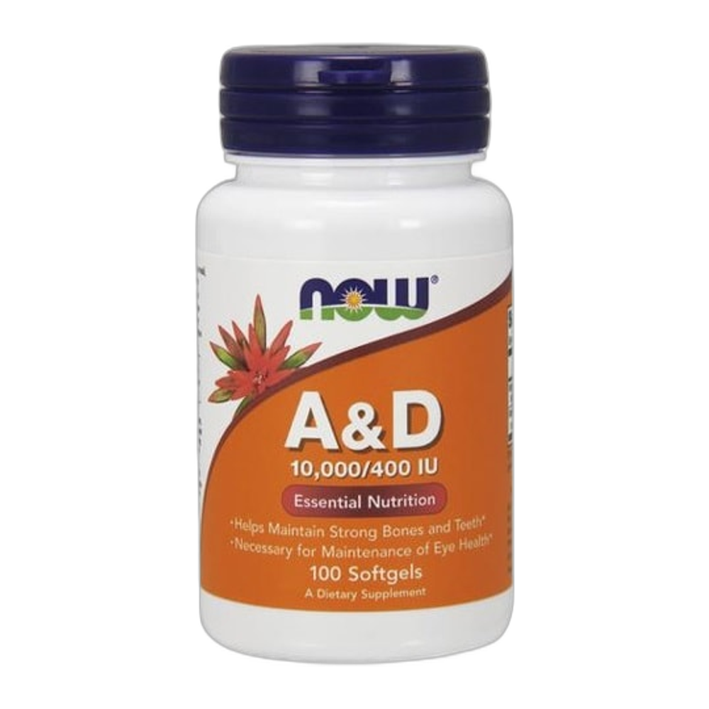 NOW Foods Vitamin A & D, 10000/400 IU - 100 softgels