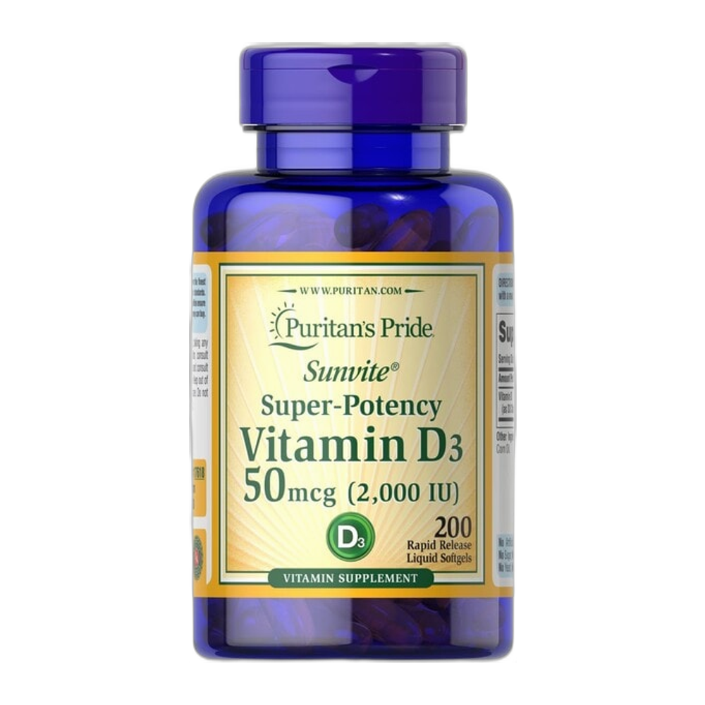 Puritan's Pride Super-Potency Vitamin D3, 50mcg - 200 softgels