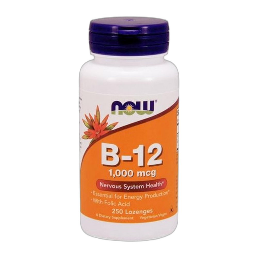 NOW Foods Vitamin B-12 with Folic Acid, 1000mcg - 250 lozenges