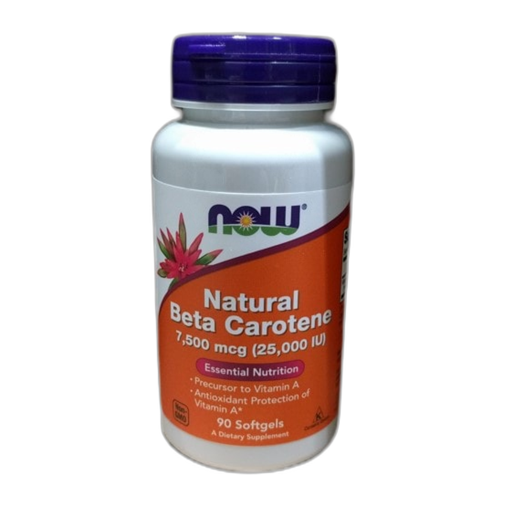 NOW Foods Beta Carotene Natural, 7 500 mcg (25 000 IU) - 90 softgels