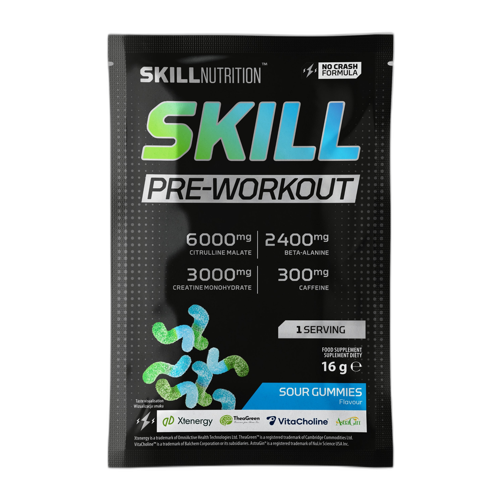 Skill Nutrition Skill Pre-Workout, Sour Gummies - 16-16.5g (1 serving)