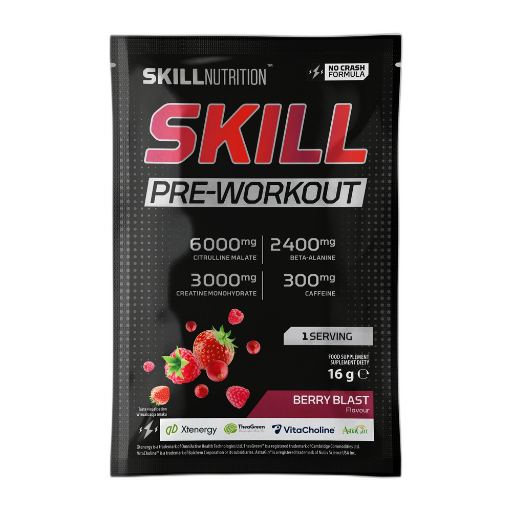 Skill Nutrition Skill Pre-Workout, Berry Blast - 16-16.5g (1 serving)
