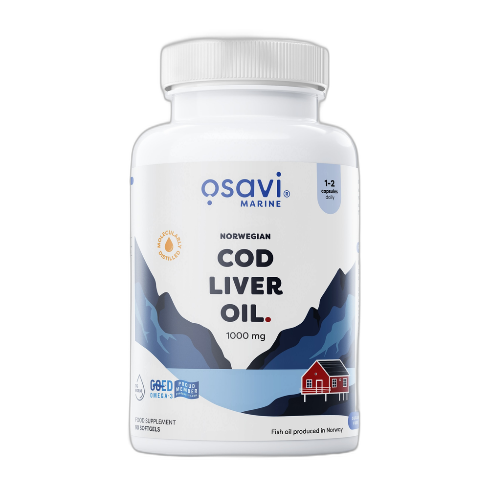 Osavi Norwegian Cod Liver Oil Softgels, 1000mg (Lemon) - 90 softgels