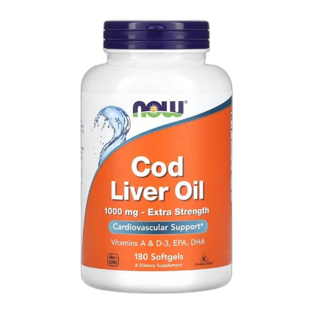 NOW Foods Cod Liver Oil, 1000mg Extra Strength - 180 softgels