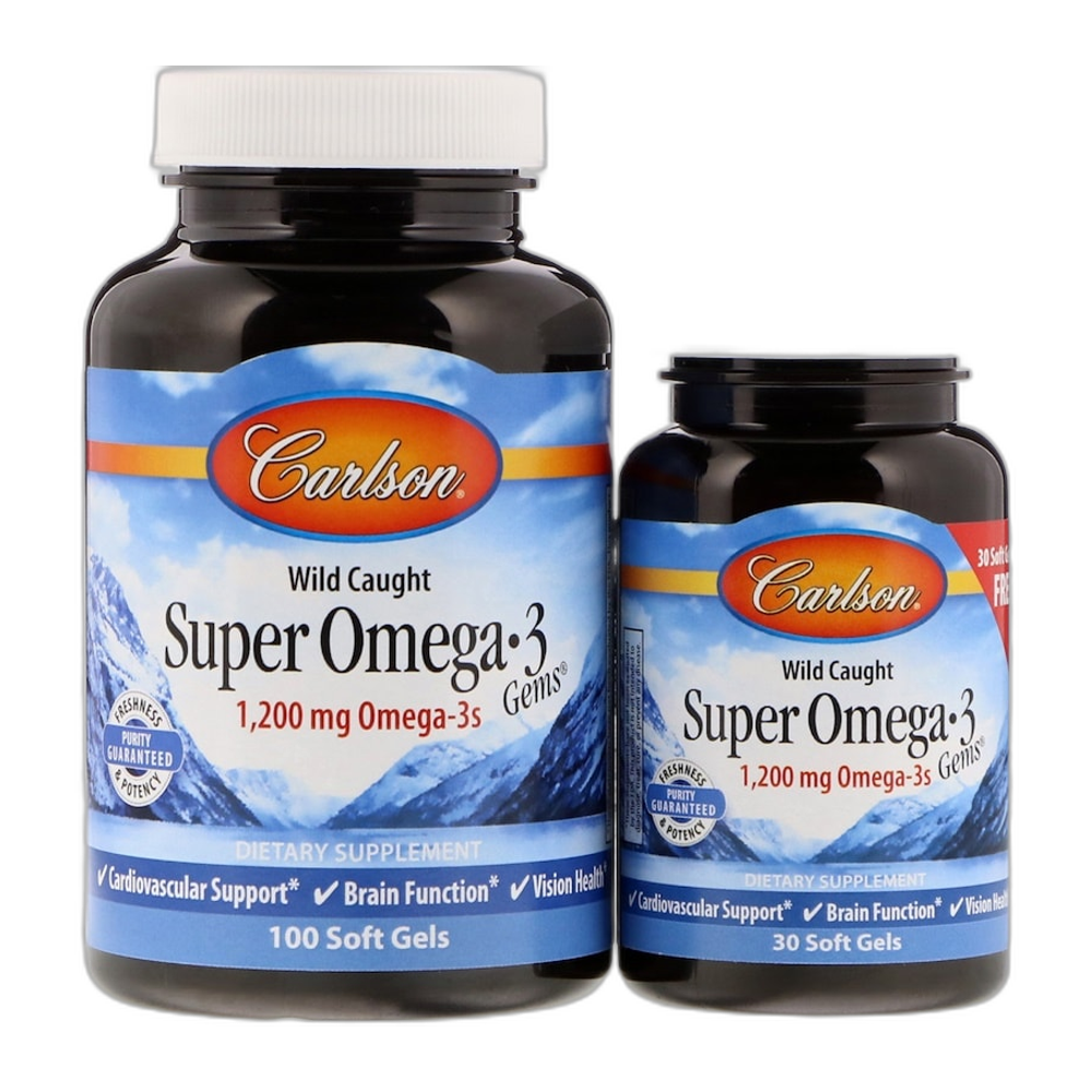 Carlson Labs Wild Caught Super Omega-3 Gems, 1200mg - 100 + 30 softgels