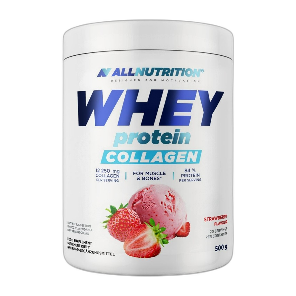 Allnutrition Whey Protein Collagen, Strawberry - 500g