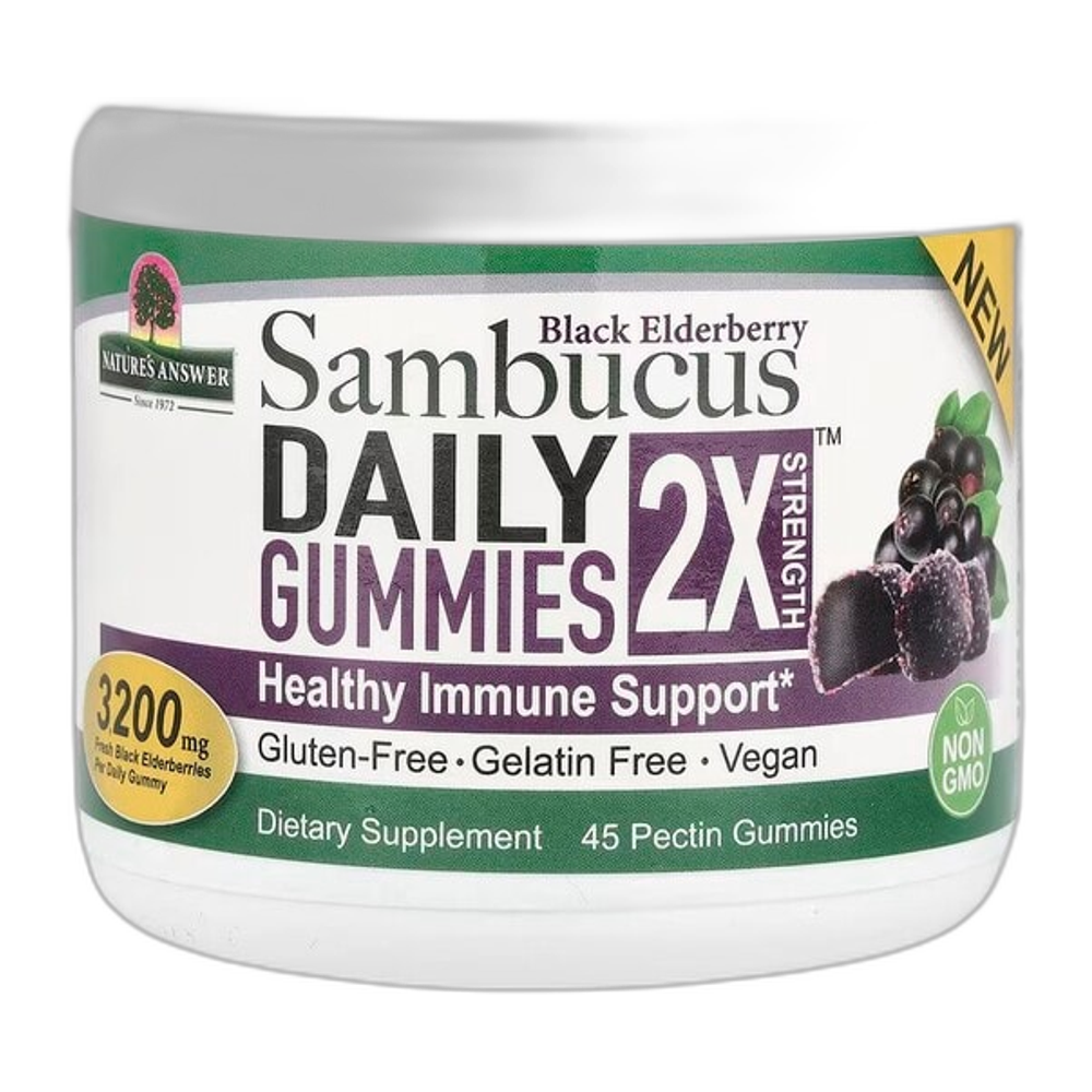 Nature's Answer Sambucus Daily Gummies 2X Strength, Black Elderberry - 45 vegan gummies
