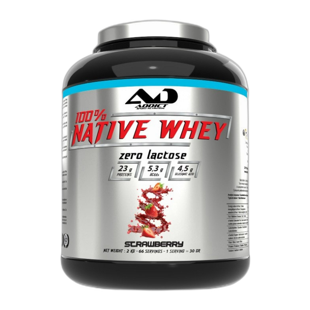 Addict Sport Nutrition 100% Native Whey Zero Lactose, Strawberry - 2000g