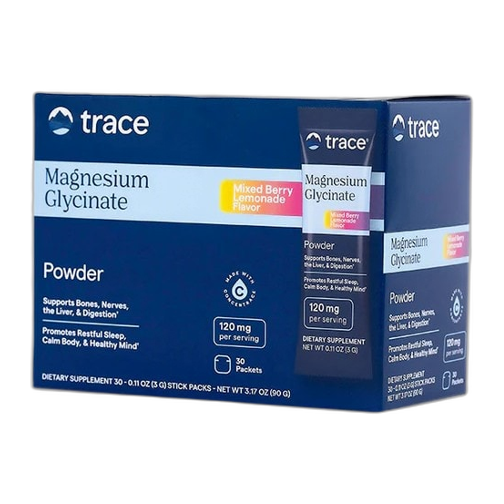Trace Minerals Magnesium Glycinate Powder Stick Packs, Mixed Berry Lemonade - 30 x 3g