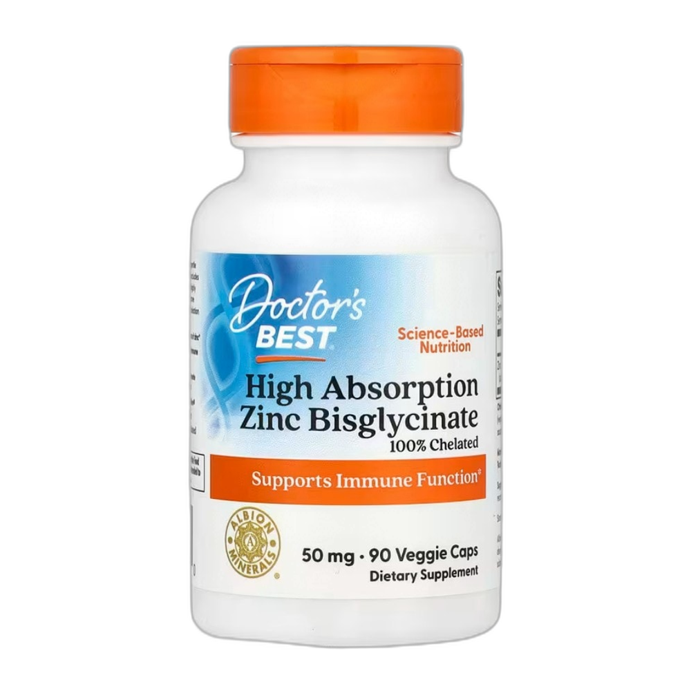 Doctor's Best High Absorption Zinc Bisglycinate, 50mg - 90 vcaps