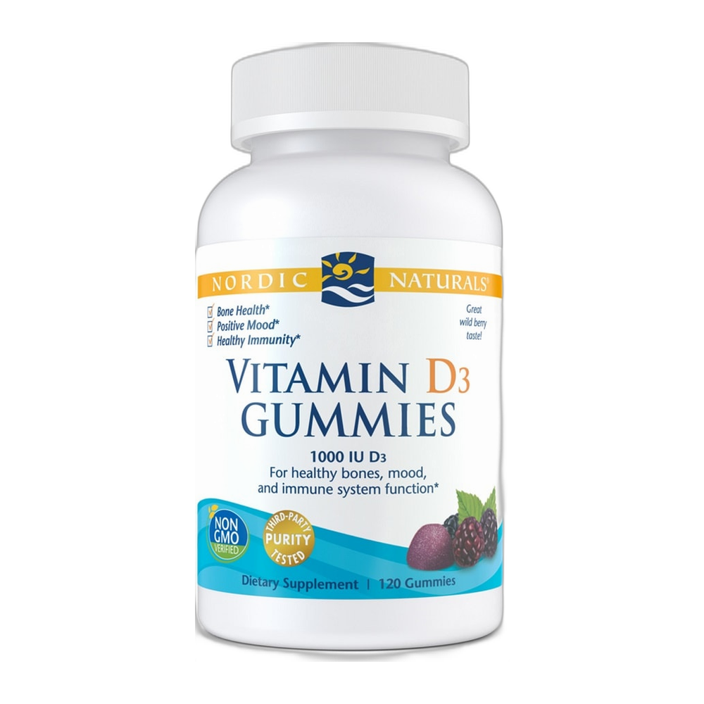 Nordic Naturals Vitamin D3 Gummies, 1000 IU Wild Berry - 120 gummies