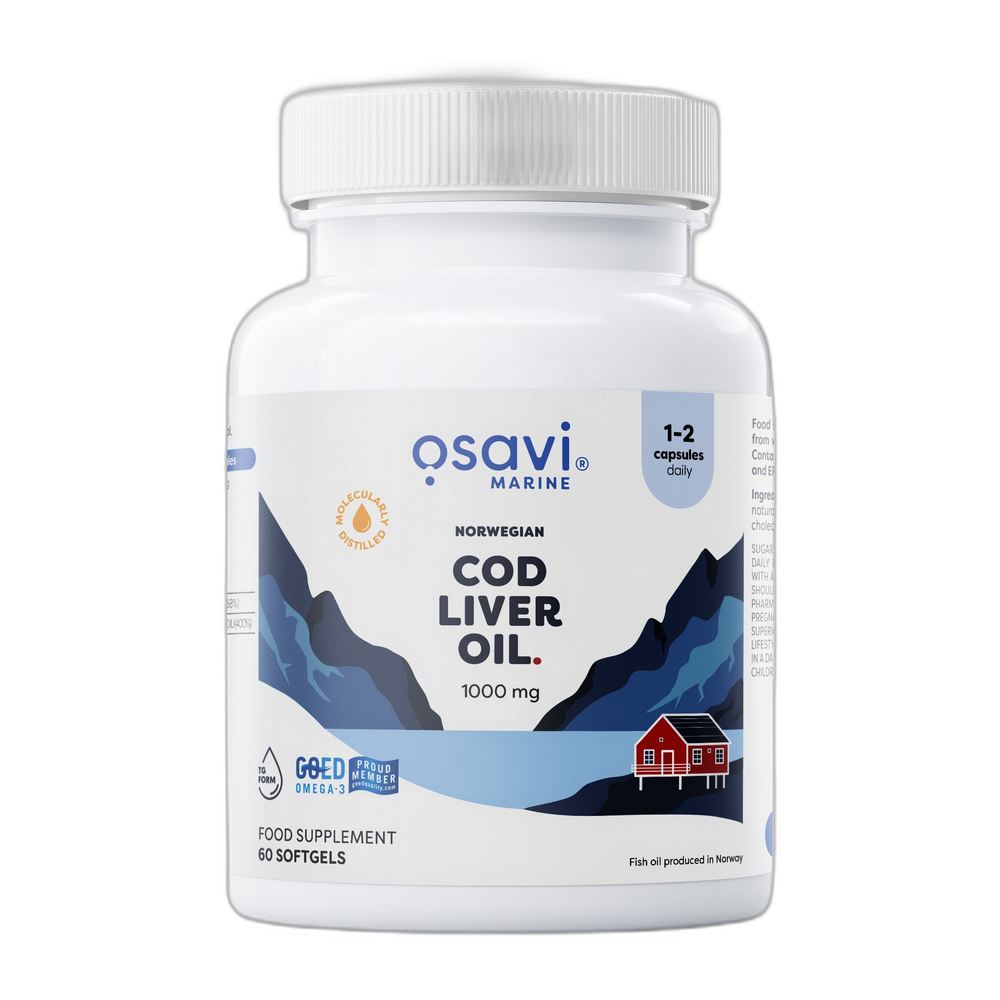 Osavi Norwegian Cod Liver Oil Softgels, 1000mg (Lemon) - 60 softgels