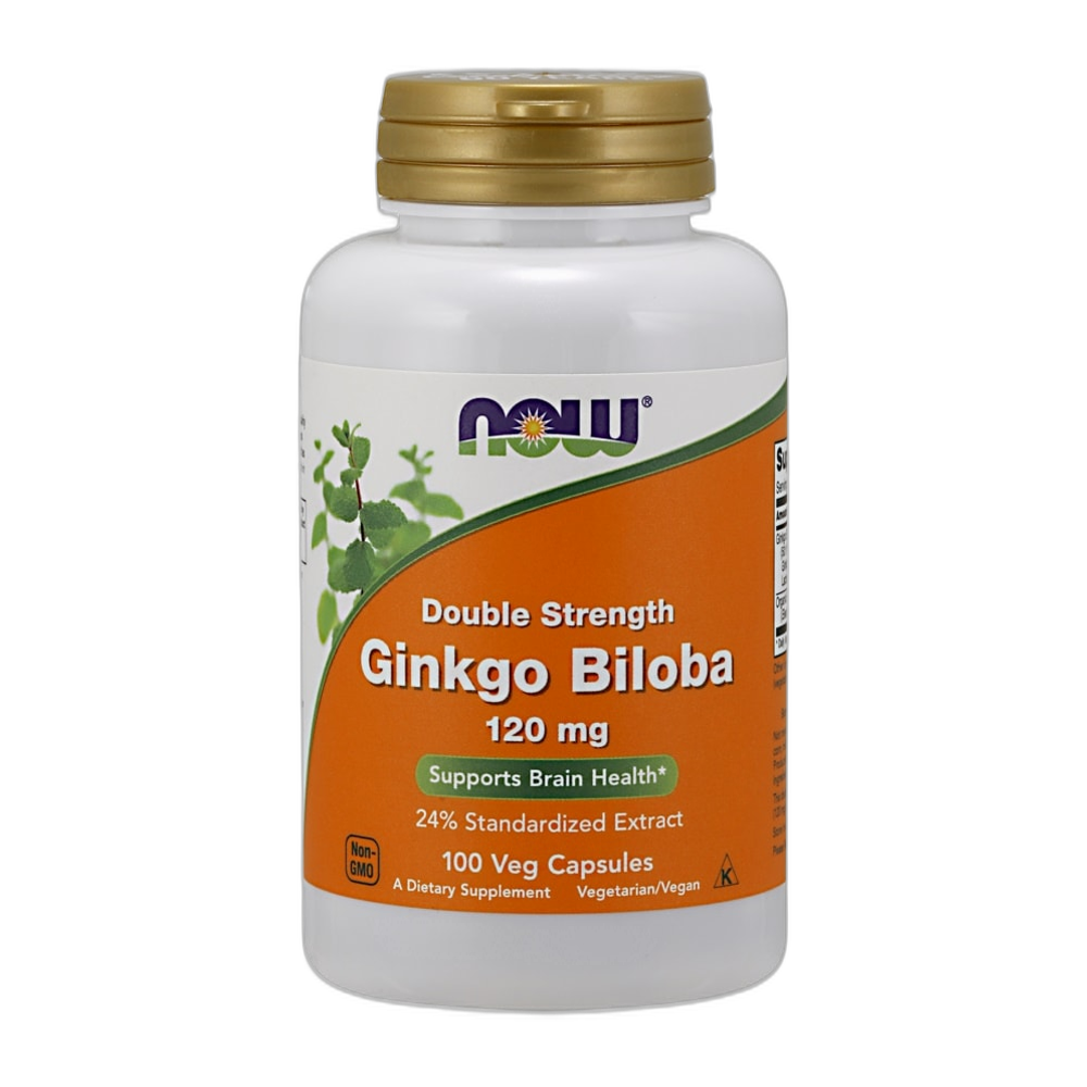 NOW Foods Ginkgo Biloba Double Strength, 120mg - 100 vcaps