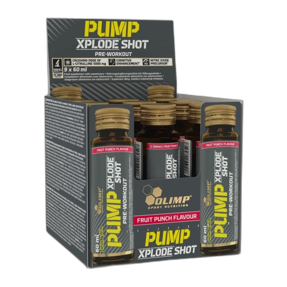 Olimp Nutrition Pump Xplode Shot, Fruit Punch - 9 x 60 ml.