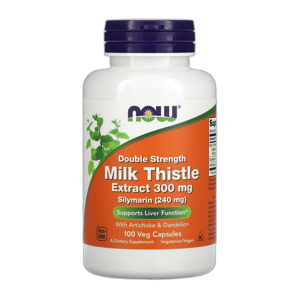 NOW Foods Milk Thistle Extract with Artichoke & Dandelion, 300mg Double Strength - 100 vcaps