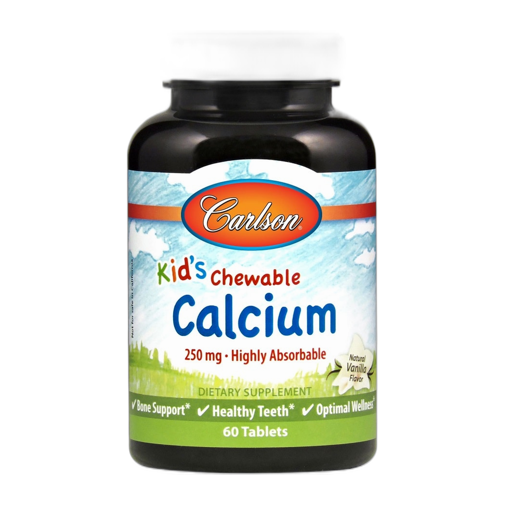 Carlson Labs Kid's Chewable Calcium, 250mg Natural Vanilla - 60 tablets