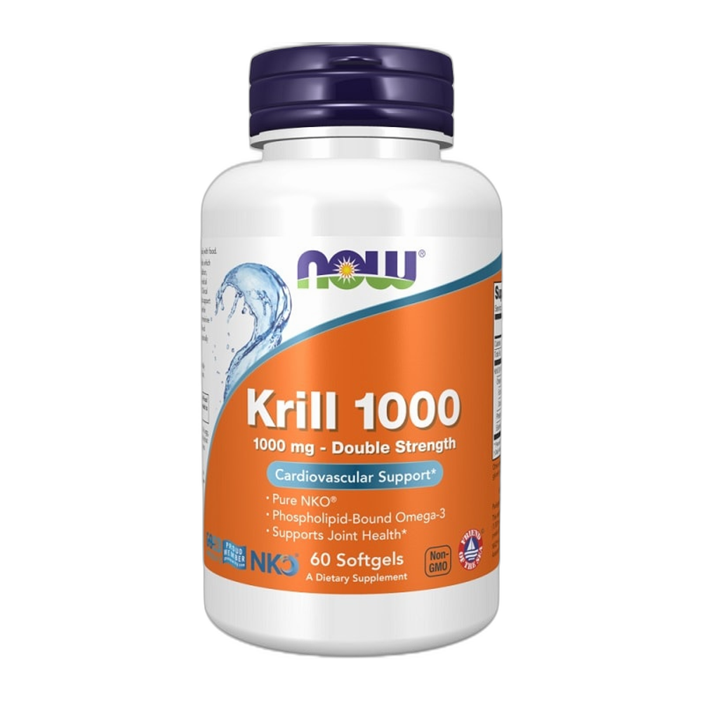NOW Foods Krill Oil, 1000mg Double Strength - 60 softgels