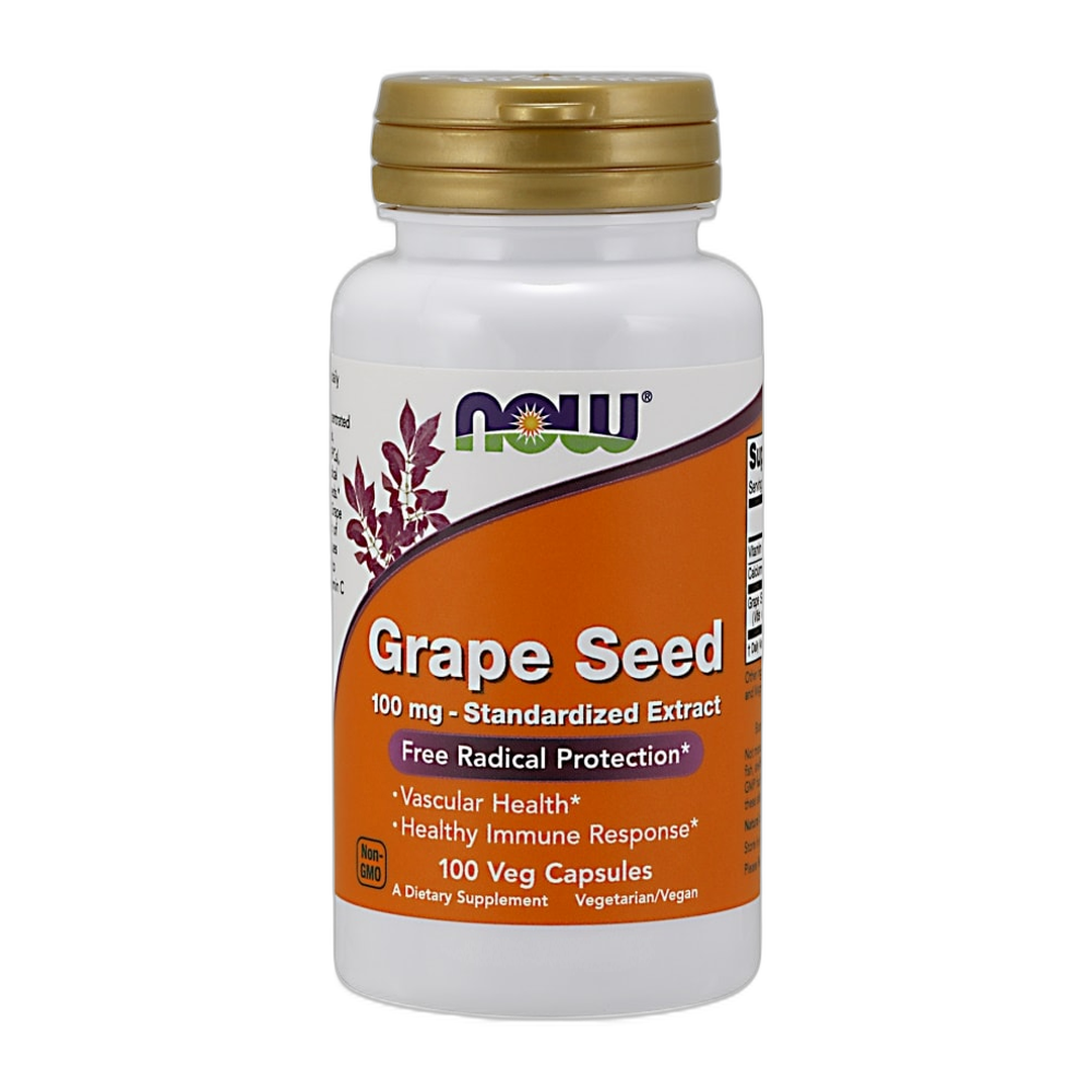 NOW Foods Grape Seed Standardized Extract, 100mg - 100 vcaps