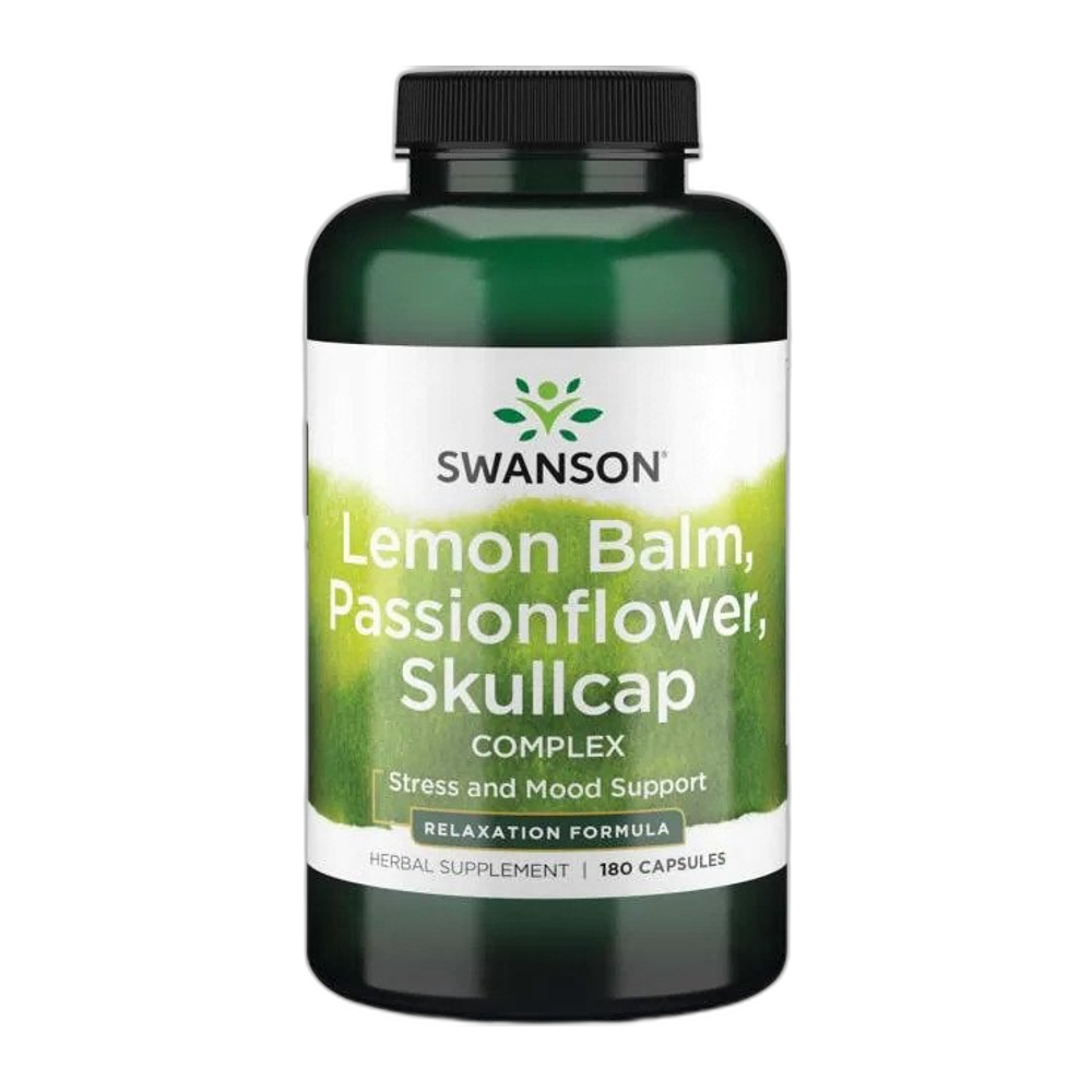 Swanson Lemon Balm, Passionflower, Skullcap Complex - 180 caps